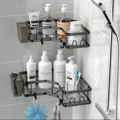 Multipurpose 4pcs set Triangular Shower caddy shelf/ Wall organizer